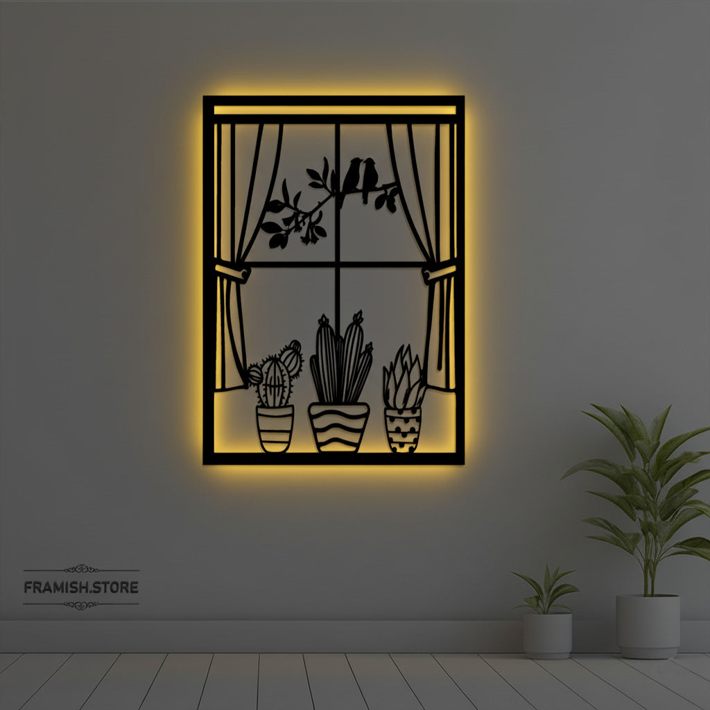 Neon Widow On The Wall  »»   ١۰۰ سال Metal Frame With Light